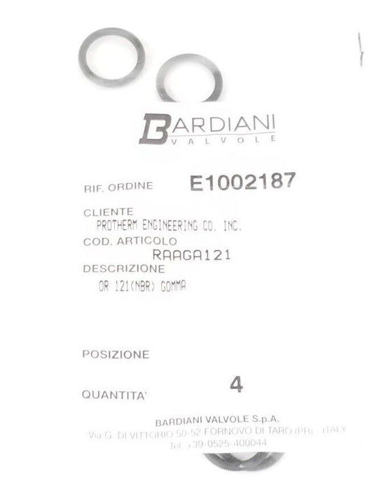 LOT OF 4 NEW BARDIANI VALVOLE RAAGA121 O-RINGS