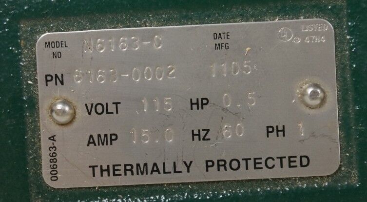 NEW ZOELLER 6163-0002 DOUBLE SEAL SEWAGE PUMP N6163-C 1/2HP 115V 15A CAST IRON