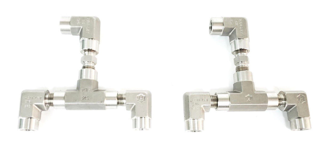 LOT OF 2 HAM-LET STEEL VALVE ASSEMBLIES 316-SL4, 316-SP5, 316-BT2 & (2) 316-SR3