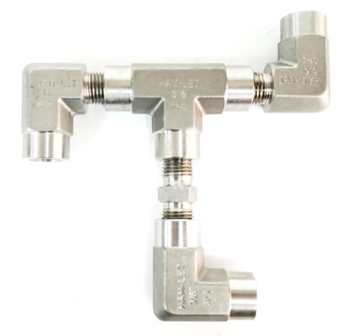 LOT OF 2 HAM-LET STEEL VALVE ASSEMBLIES 316-SL4, 316-SP5, 316-BT2 & (2) 316-SR3