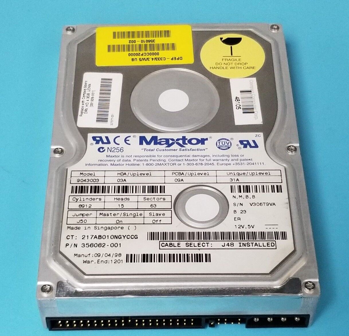 MAXTOR 90430D3 3.5" ITE HARD DRIVE 4.3GB, 356062-001