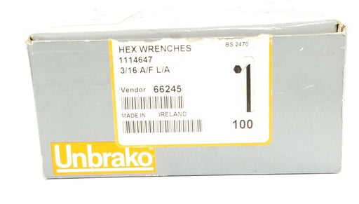 BOX OF 57 NEW SPS UNBRAKO 1114647 3/16" HEX WRENCHES 3/16 A/F L/A