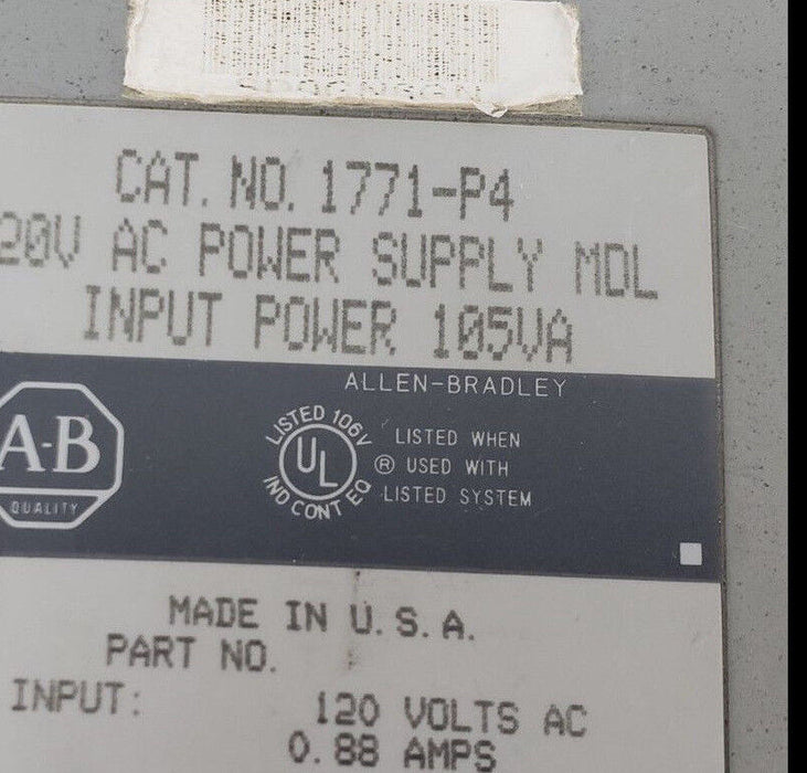 ALLEN BRADLEY 1771-P4 120V AC POWER SUPPLY MODULE 1771P4