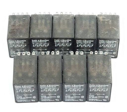 LOT OF 9 POTTER & BRUMFIELD KHAU-17D12-24 RELAYS KHAU17D1224, 24VDC, 5A