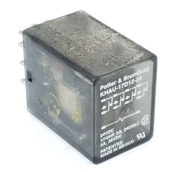 LOT OF 9 POTTER & BRUMFIELD KHAU-17D12-24 RELAYS KHAU17D1224, 24VDC, 5A