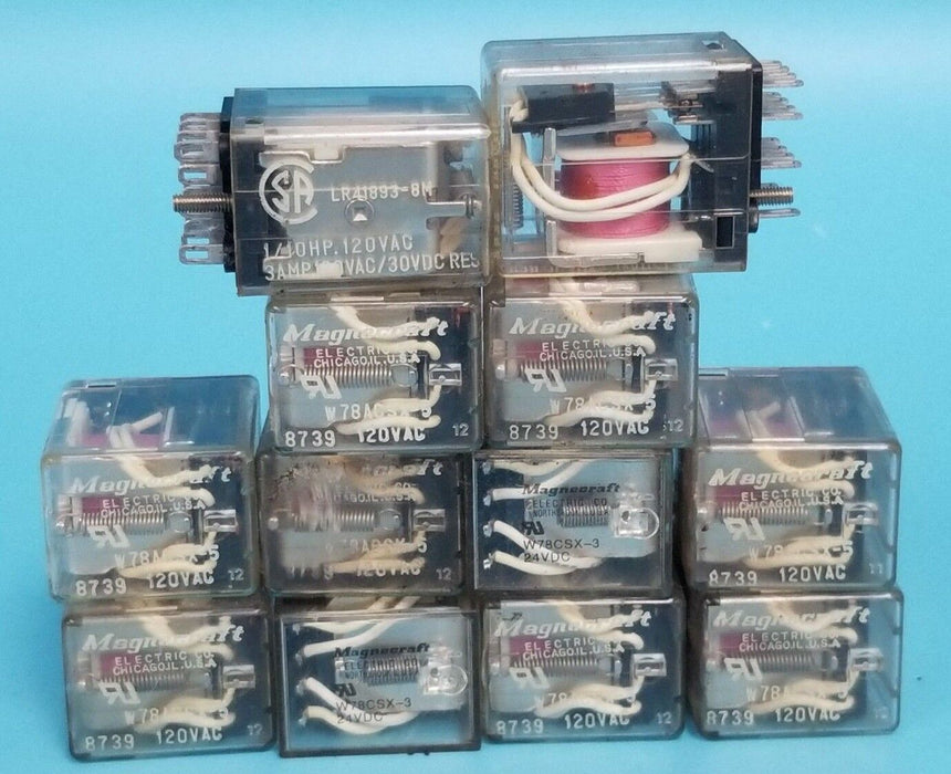 LOT OF 12 MAGNECRAFT ELECTRIC W78ACSX-5 RELAYS W78ACSX5, 3A, 120V