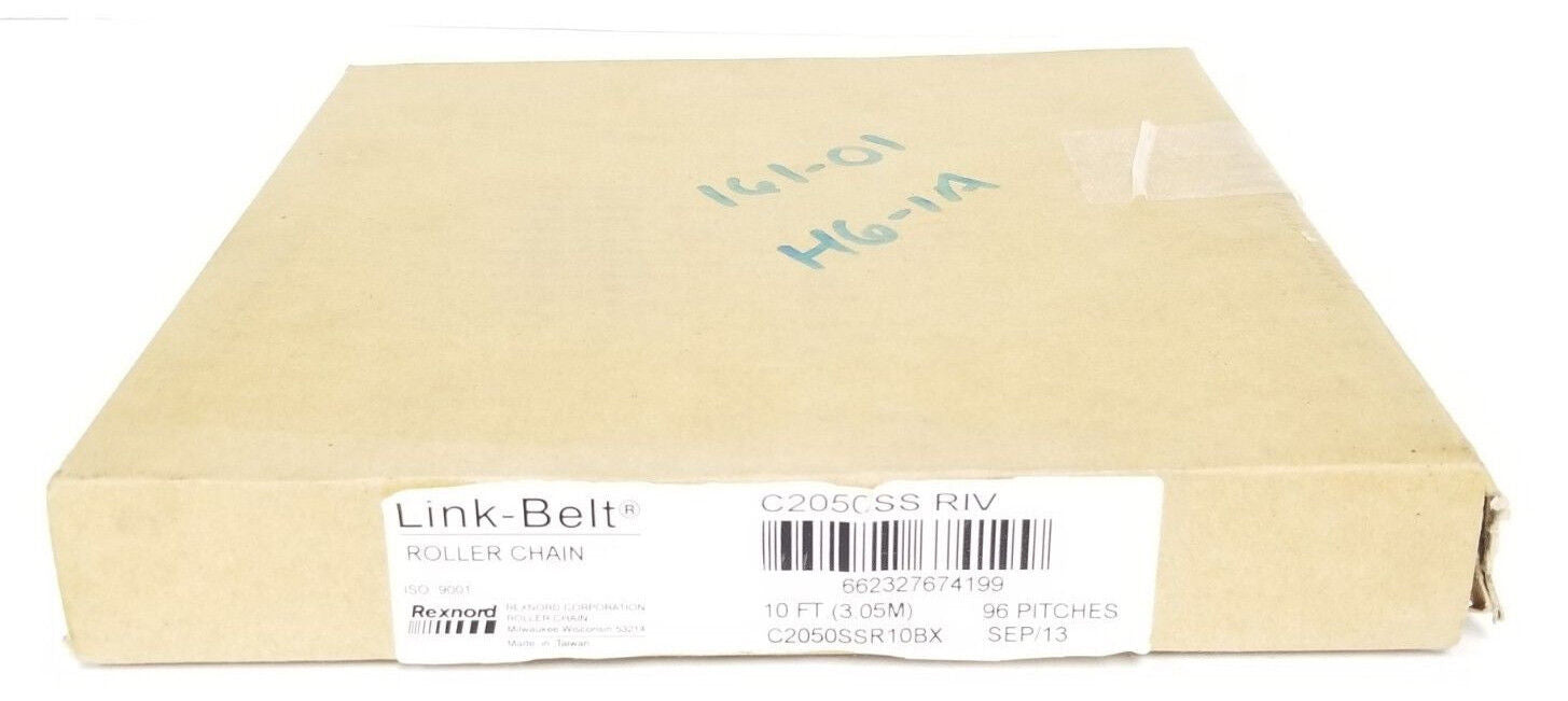 NIB REXNORD C2050SS RIV LINK-BELT ROLLER CHAIN C2050SSR10B 10FT 3.05M 96 PITCHES