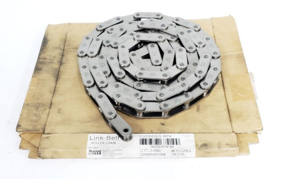 NEW REXNORD C2050SS RIV LINK-BELT ROLLER CHAIN C2050SSR10B ~7FT (~87.5 INCHES)