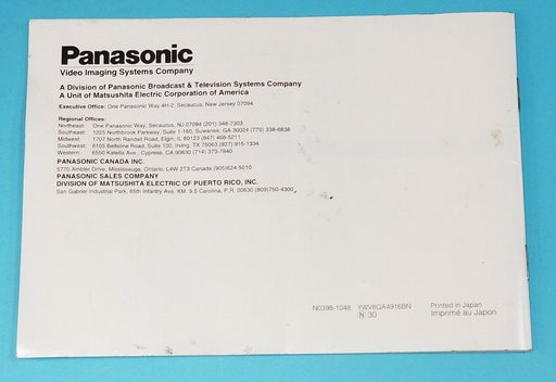 PANASONIC WV-BP330/WV-BP332/WV-BP334 OPERATING INSTRUCTIONS