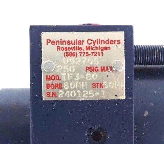 NEW PENINSULAR IF3-80 HYDRAULIC CYLINDER 250PSI MAX 80MM BORE 50MM STROKE IF380