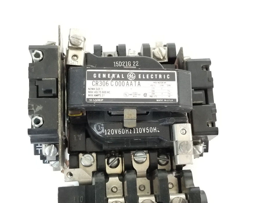 GENERAL ELECTRIC CR306C000AATA STARTER SIZE: 1 600VAC 27A, 15D21G-22 COIL