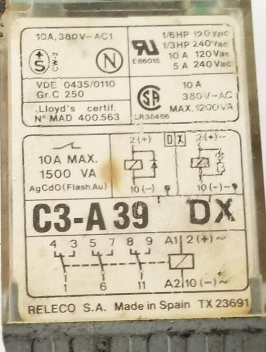 LOT OF 20 RELCO C3-A39-DX RELAYS 24V, C3-A39 DX