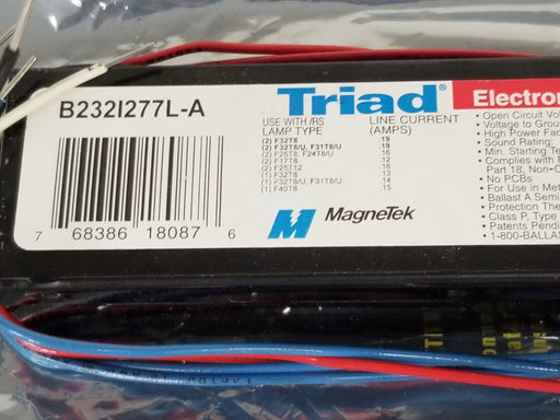 NEW MAGNETEK TRIAD B232I277L-A ELECTRONIC BALLAD 277V, 60HZ, B232I277LA