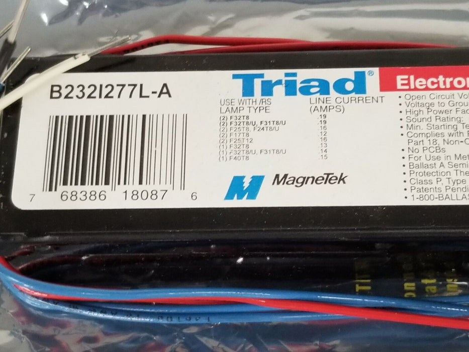 NEW MAGNETEK TRIAD B232I277L-A ELECTRONIC BALLAD 277V, 60HZ, B232I277LA