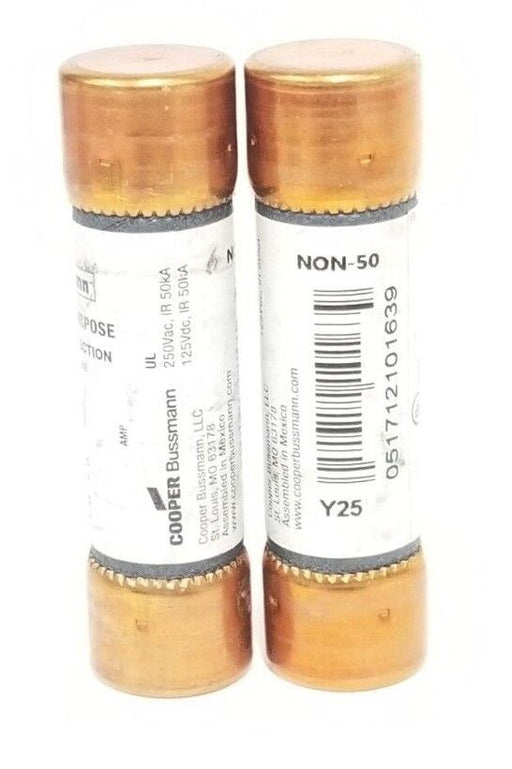 LOT OF 2 NEW COOPER BUSSMANN NON-50 CLASS K5 FUSES NON50, 125VDC