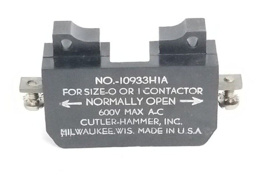 CUTLER-HAMMER 10933H1A AUXILIARY CONTACT FOR SIZE 0 OR 1, 600V MAX A.C.