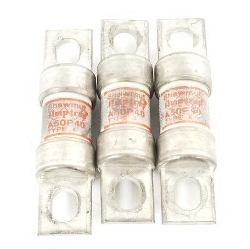 LOT OF 3 FERRAZ SHAWMUT AMPTRAP A50P40 SEMICONDUCTOR FUSES TYPE 4, 40 AMP, 500 V