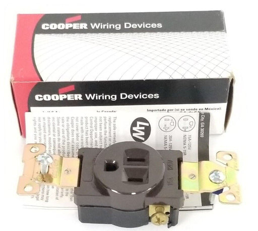 LOT OF 3 NIB COOPER 5251B SINGLE RECEPTACLES 15A-125V