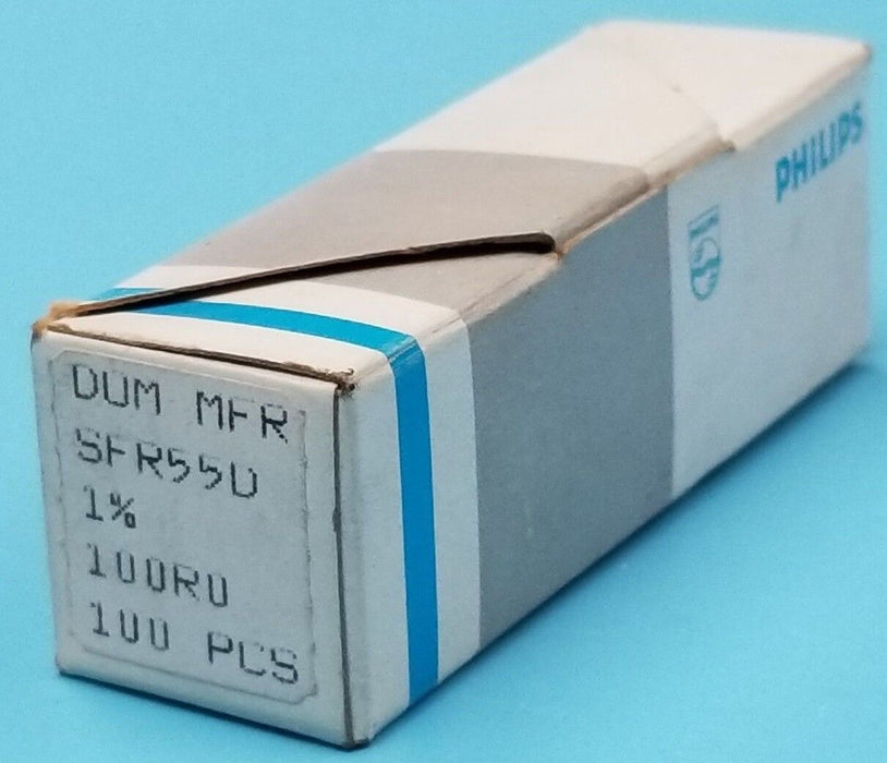 BOX OF 100 PHILIPS SFR55D RESISTORS 1% 100R0