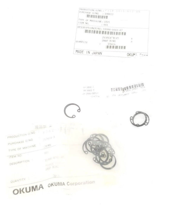 LOT OF 16 NEW OKUMA H1000-0002-47 SNAP RINGS H1000000247