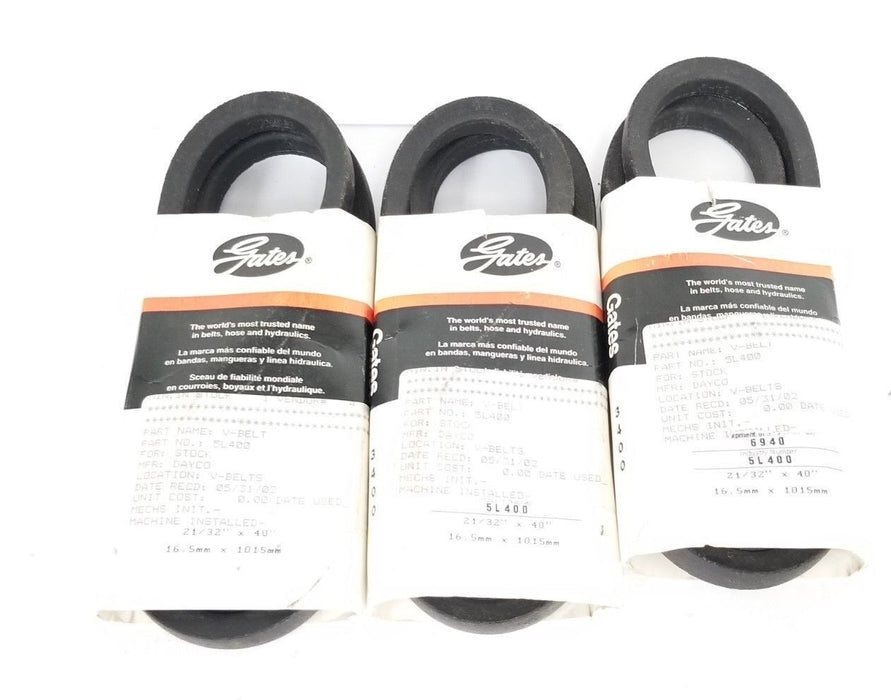 LOT OF 3 NEW GATES TRUFLEX 3400 ( 5L400 ) V-BELTS 21/32" X 40" 6940