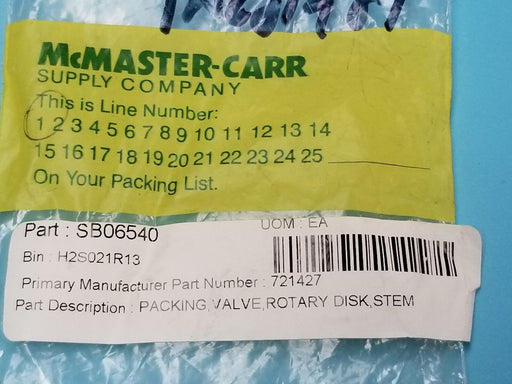 LOT OF 2 NEW MCMASTER-CARR 721427 PACKING VALVE ROTARY DISK STEMS SEAL KITS