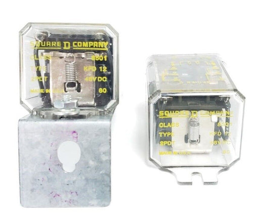 LOT OF 2 SQUARE D 8501-KFD-12 RELAYS 48VDC, 2PDT, DPDT-10A, SER C, 8501KFD12