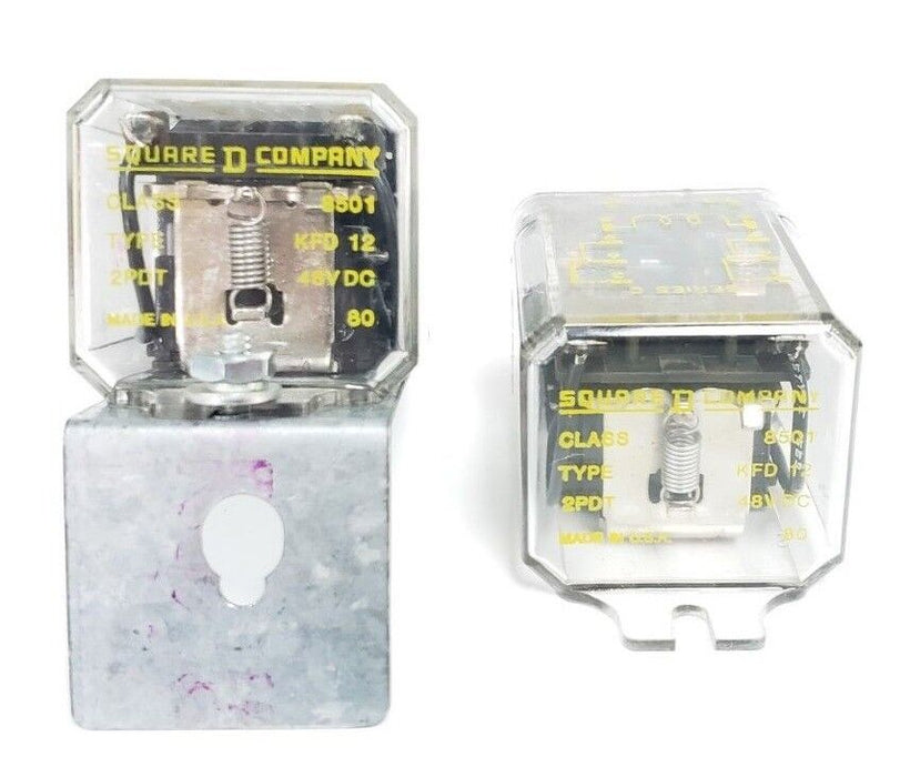 LOT OF 2 SQUARE D 8501-KFD-12 RELAYS 48VDC, 2PDT, DPDT-10A, SER C, 8501KFD12