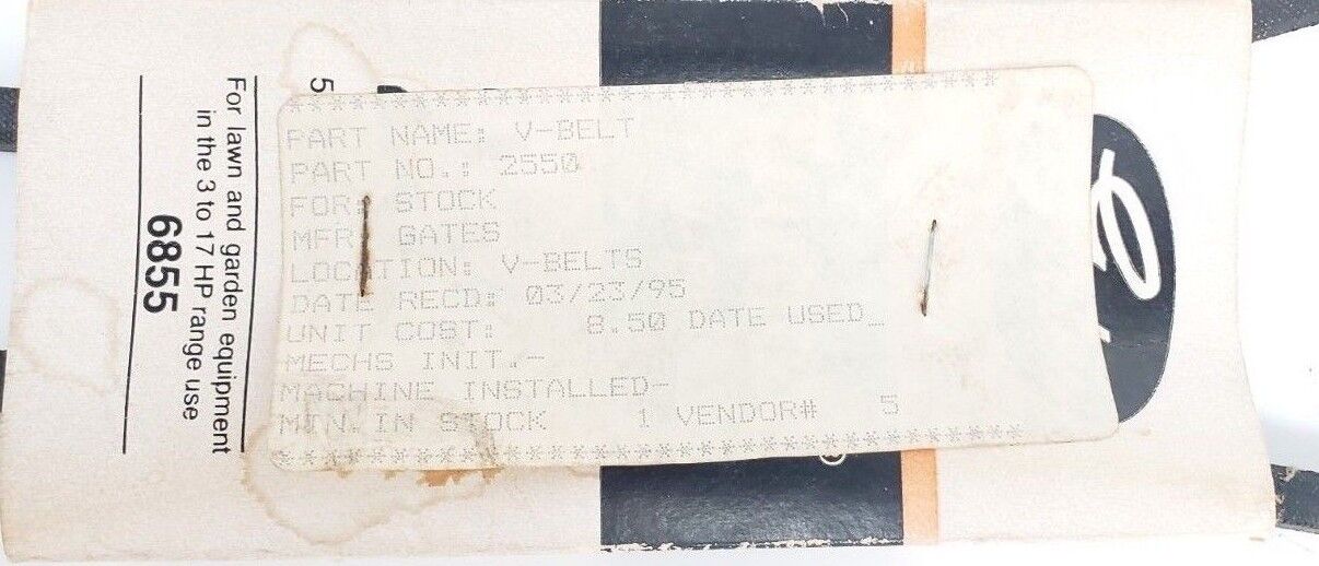 LOT OF 2 NEW GATES 2550 V-BELTS  1/2" TOP WIDTH x 55" LENGTH