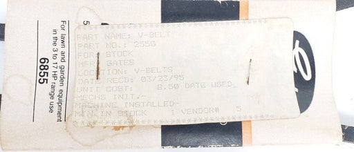 LOT OF 2 NEW GATES 2550 V-BELTS  1/2" TOP WIDTH x 55" LENGTH