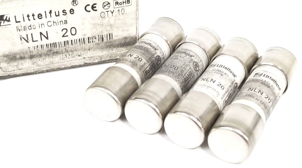 BOX OF 4 NEW LITTELFUSE NLN-20 FUSES CLASS K5 250V NLN20