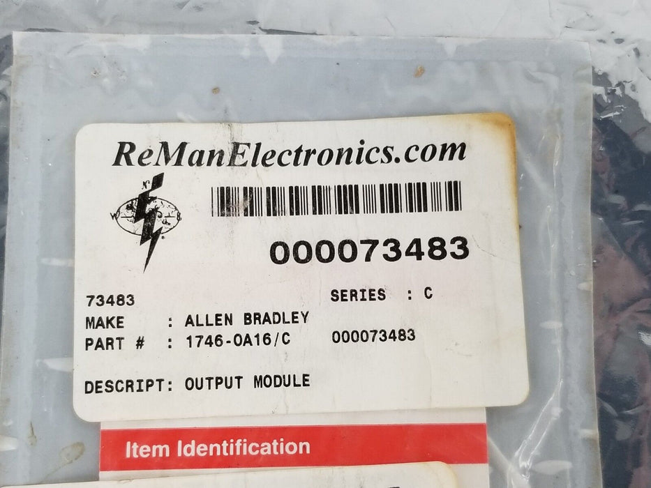 ALLEN BRADLEY 1746-OA16 OUTPUT MODULE SER. C 1746-0A16 (REPAIRED)