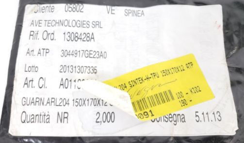 LOT OF 2 NEW SINTEK ARL204 THERMOPLASTIC POLYURETHANE O RINGS 150X170X12