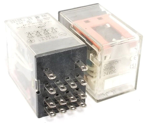 LOT OF 2 OMRON MY4N-24VDC RELAYS 5A 250VAC 5A 30VDC MY4N