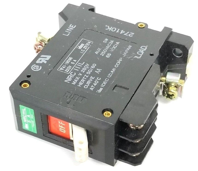 IDEC NRC-111L-5A CIRCUIT PROTECTOR 250V 50/60HZ 41-19596 27410K