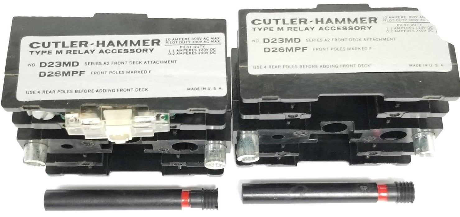 LOT OF 2 CUTLER HAMMER D23MD10 RELAY ACCESSORY FRONT DECKS