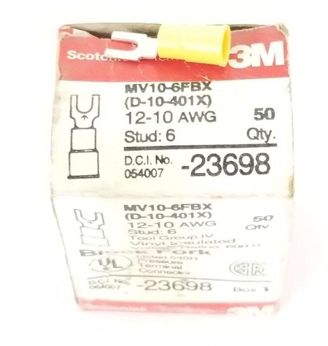 BOX OF 50 NEW 3M SCOTCHLOK MV10-6FBX (D-10-401X) BLOCK FORKS STUD: 6
