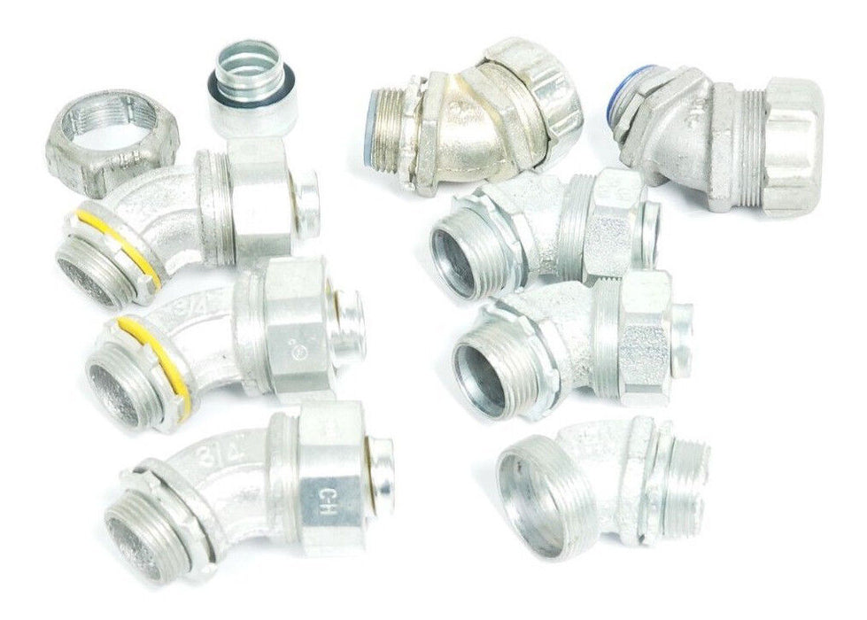 LOT OF 8 NEW 3/4" 45 DEGREE CONDUIT ELBOW FITTINGS