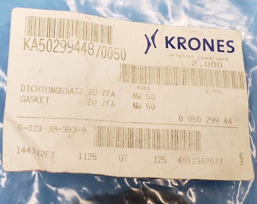 NEW KRONES 0-023-38-393-8 DN50 GASKET KIT ZU ZFA NW 50 0023383938