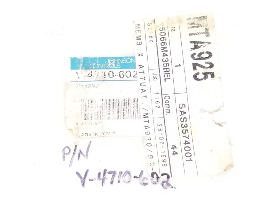 JOHNSON CONTROLS V-4710-602 DIAPHRAGM FOR 4R VALVE ACTUATOR, V4710602