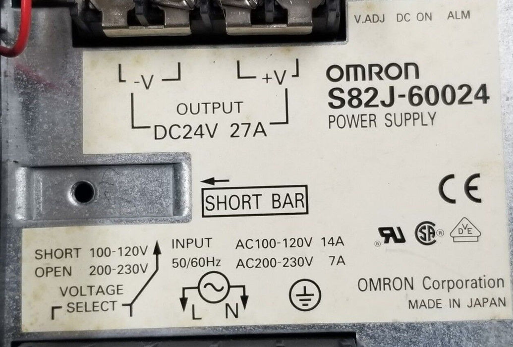 OMRON S82J-60024 POWER SUPPLY 7/14AMP 100-230VAC S82J60024 (FOR PARTS)