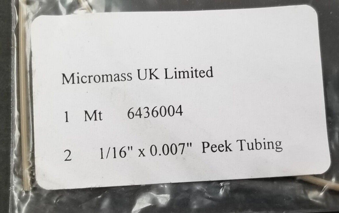 NEW MICROMASS UK LIMITED 6436004 PEEK TUBING 1 MT, 1/16 X 0.007''