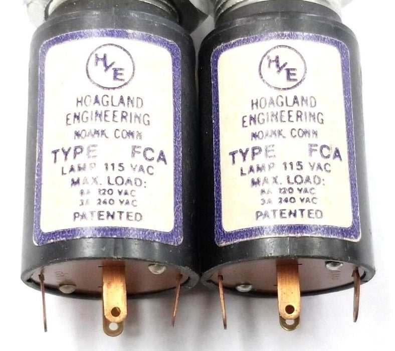 LOT OF 2 HOAGLAND ENGINEERING TYPE FCA LAMPS, 115VAC