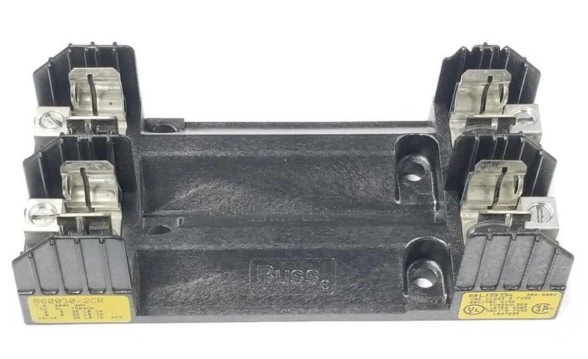 NEW COOPER BUSSMANN R60030-2CR FUSE BLOCK CLASS-R 30AMP, 2POLE, 600V