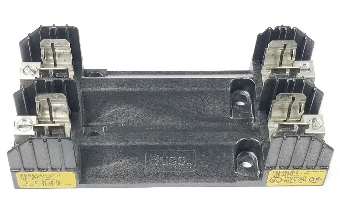 NEW COOPER BUSSMANN R60030-2CR FUSE BLOCK CLASS-R 30AMP, 2POLE, 600V