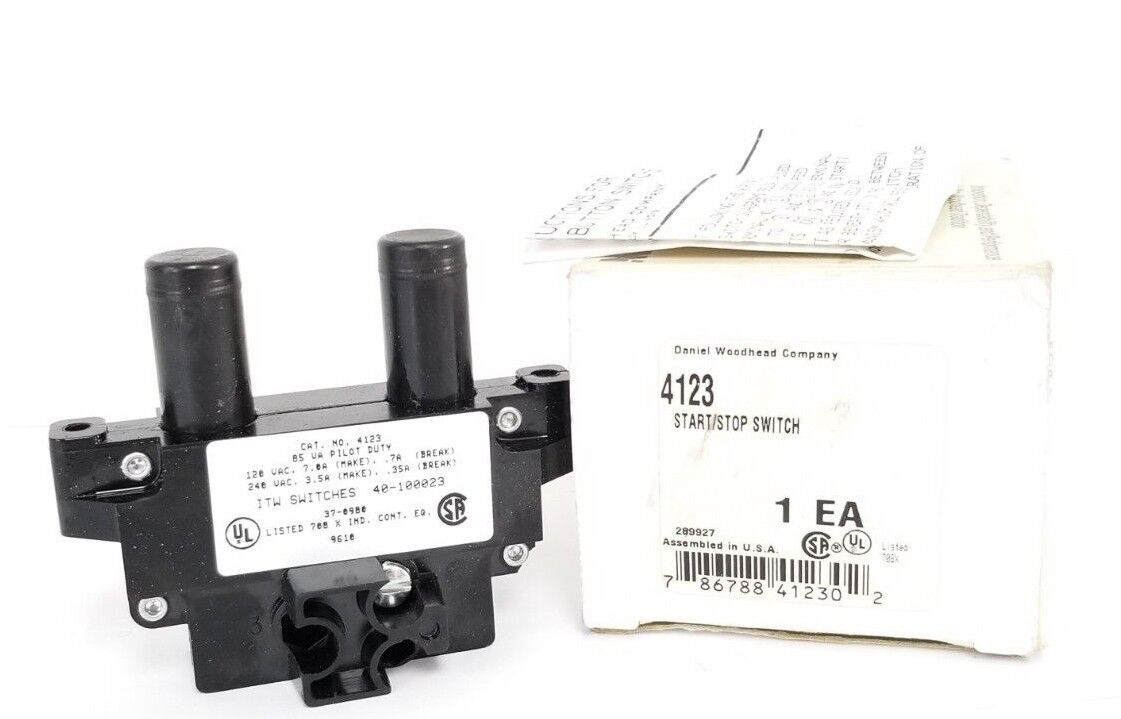 NIB WOODHEAD / ITW SWITCHES 4123 PUSHBUTTON SADDLE SWITCH 40-100023 37-0980