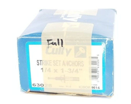 BOX OF 100 NEW CULLY 63028 STRIKE SET ANCHORS 1/4 X 1-3/4''