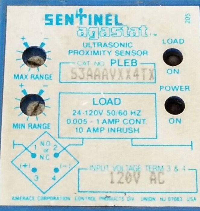 SENTINEL AGASTAT S3AAAVXX4TX PROXIMITY SENSOR 120V AC