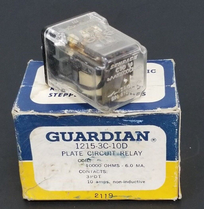 NIB GUARDIAN 1215-3C-10D PLATE CIRCUIT RELAY 3PDT, 10AMPS, 12153C10D