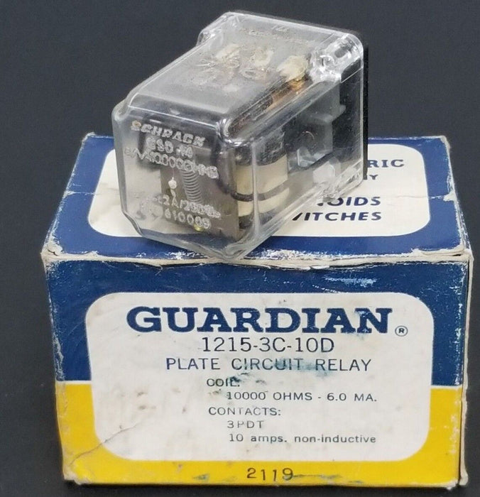 NIB GUARDIAN 1215-3C-10D PLATE CIRCUIT RELAY 3PDT, 10AMPS, 12153C10D